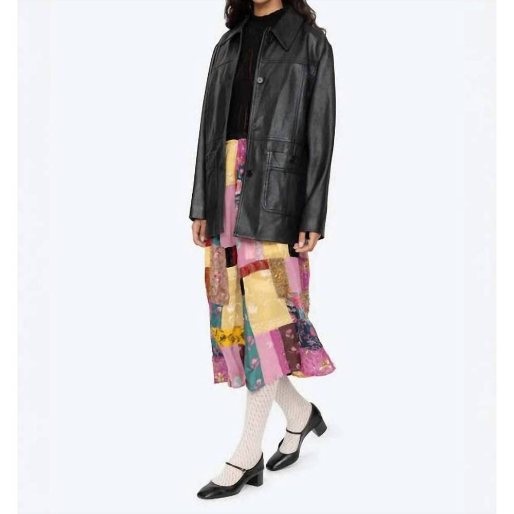 NEW SEA phoebe patchwork midi skirt in multicolor - Picture 3 of 6